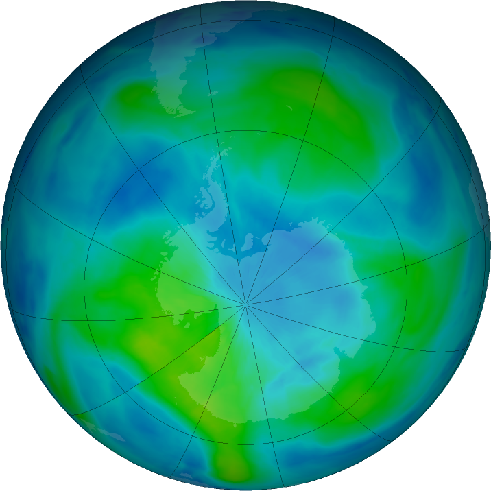 Antarctic ozone map for 19 March 2024